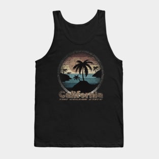 California The Golden State - Vintage Retro Palms Design - Faded Distressed Version Tank Top
